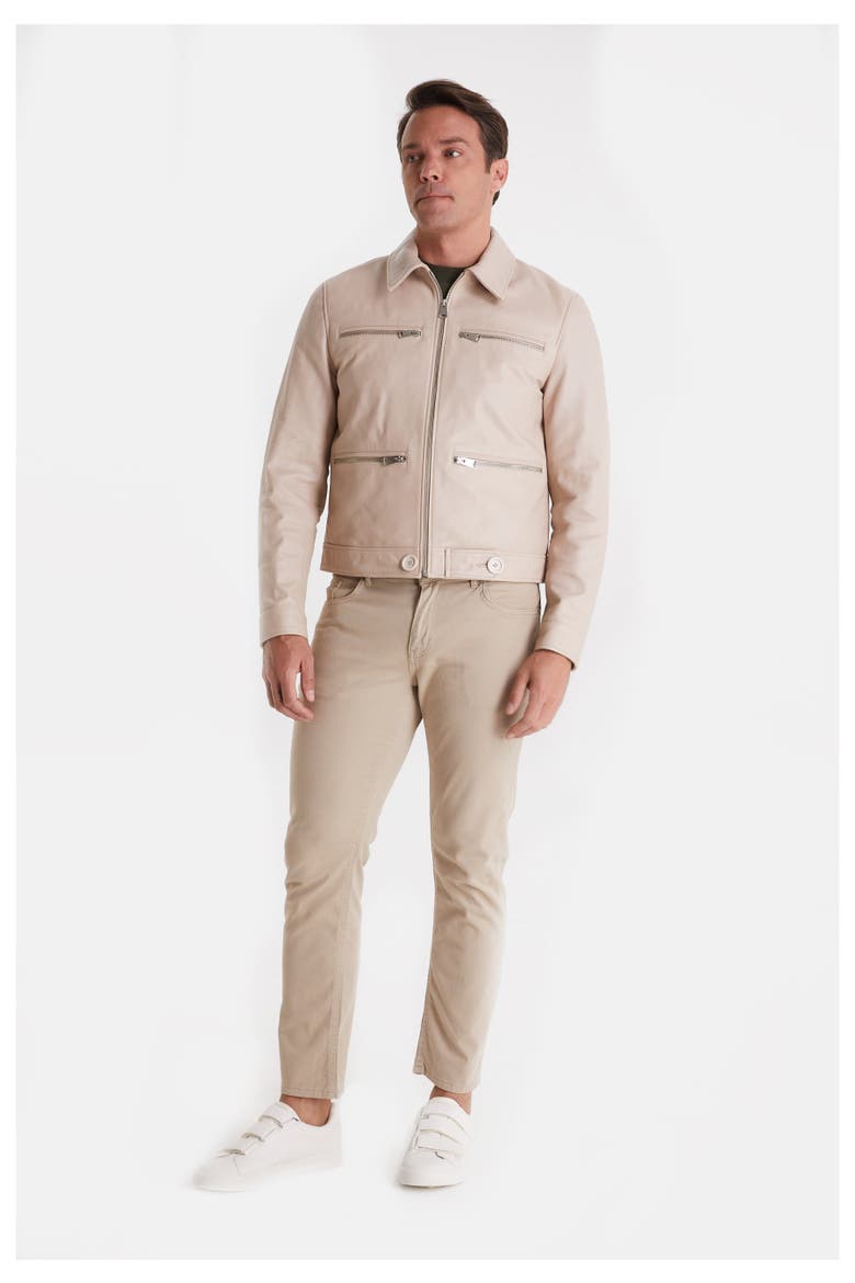 Marcus Leather Jacket, Alternate, color, Beige