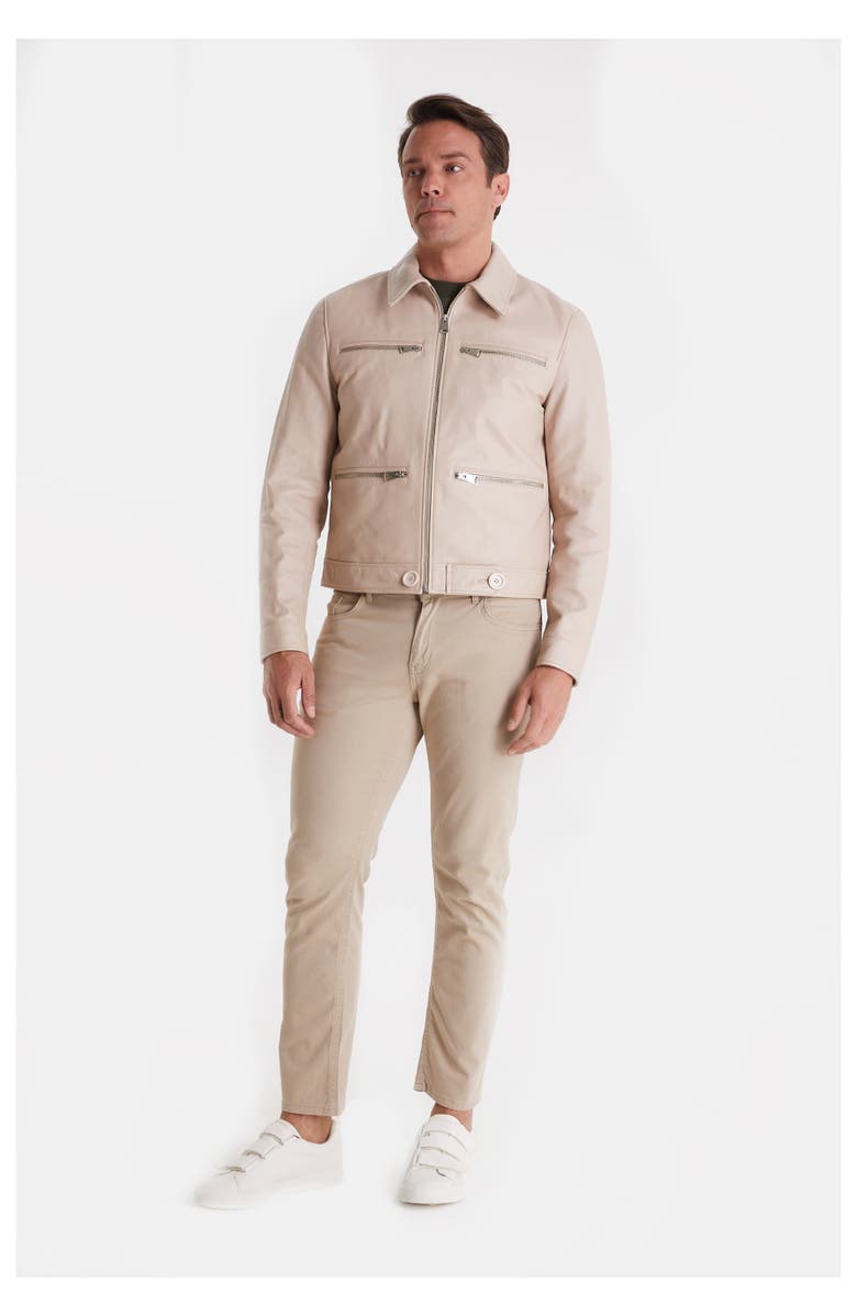 Furniq UK Marcus Leather Jacket, Alternate, color, Beige