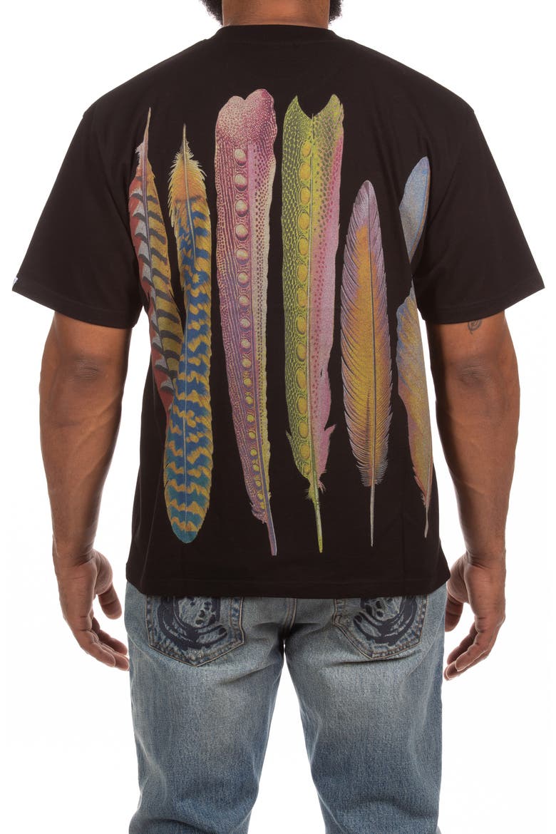 Feathers Short Sleeve T-Shirt, Alternate, color, BLACK