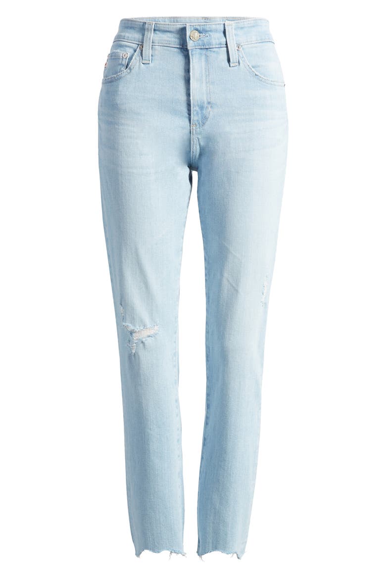 Mari Scallop Raw Hem Ankle Slim Jeans, Alternate, color, 21 YEARS DAYLIGHT