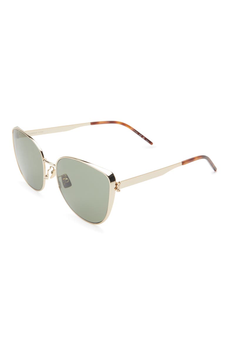 61mm Cat Eye Sunglasses, Alternate, color, GOLD GOLD GREEN