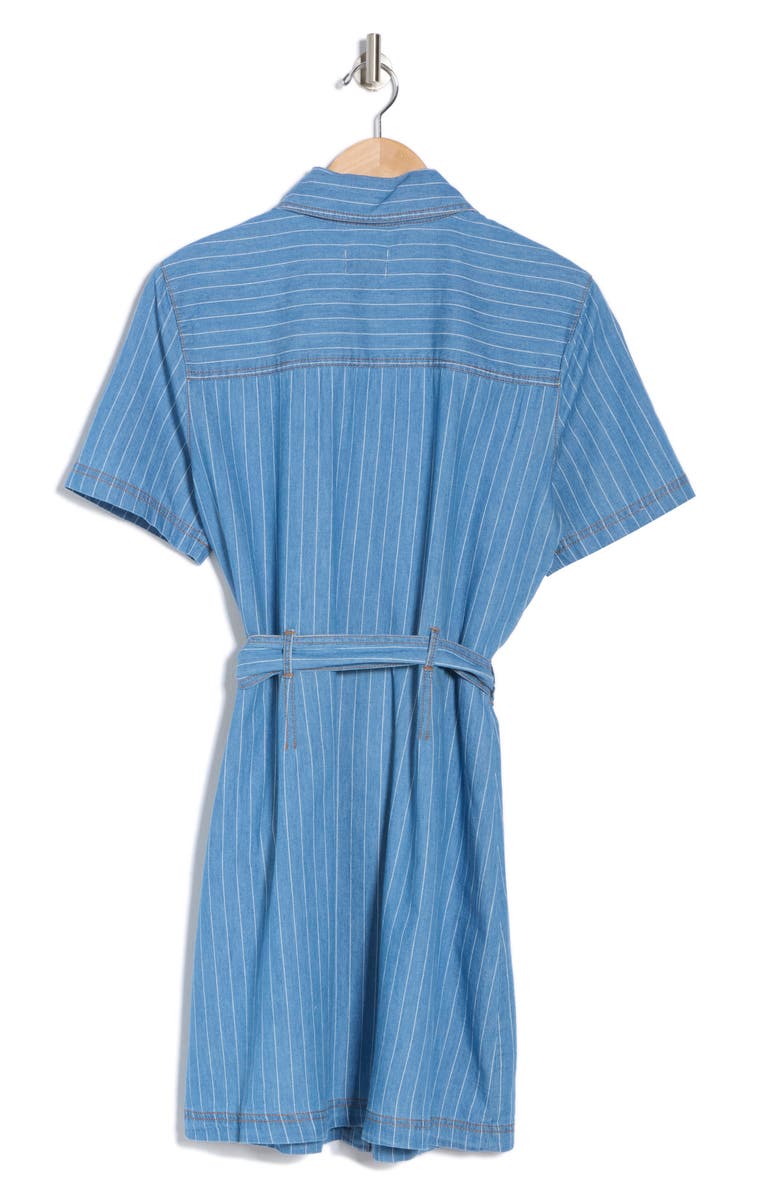 Steve Madden Jolene Stripe Short Sleeve Chambray Shirtdress, Alternate, color,