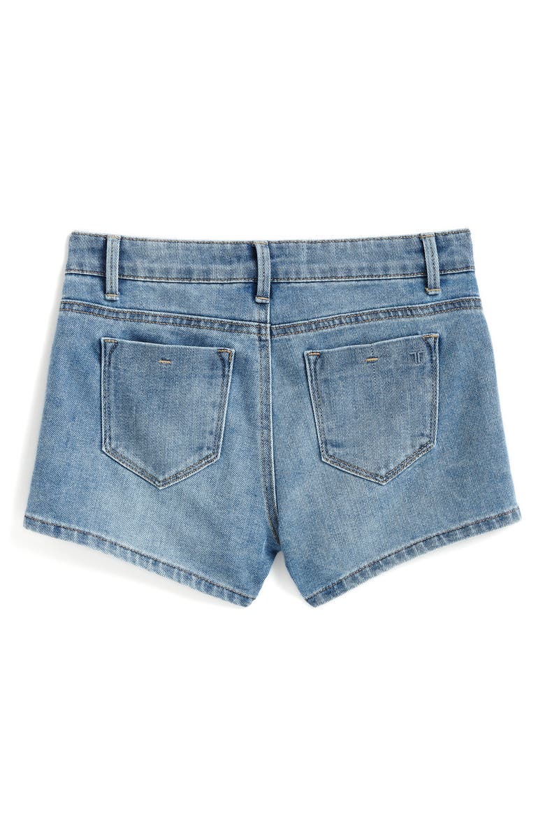 Tractr Kids' Checkerboard Stretch Cotton Denim Shorts, Alternate, color, 