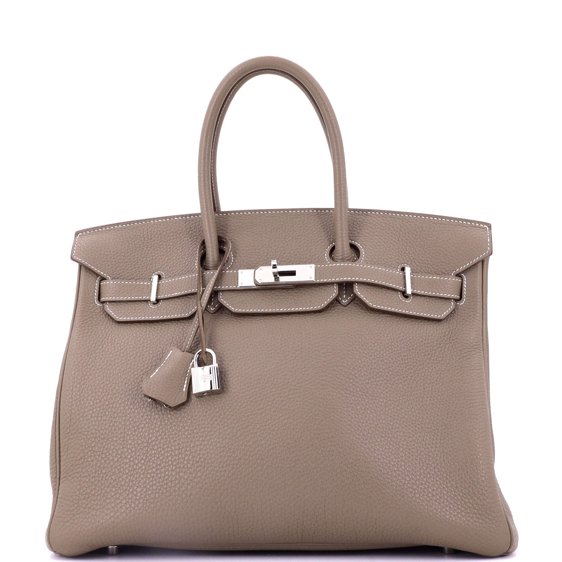 Pre-Owned Hermes Birkin Handbag Grey Togo with Palladium Hardware 35, Main, color, 