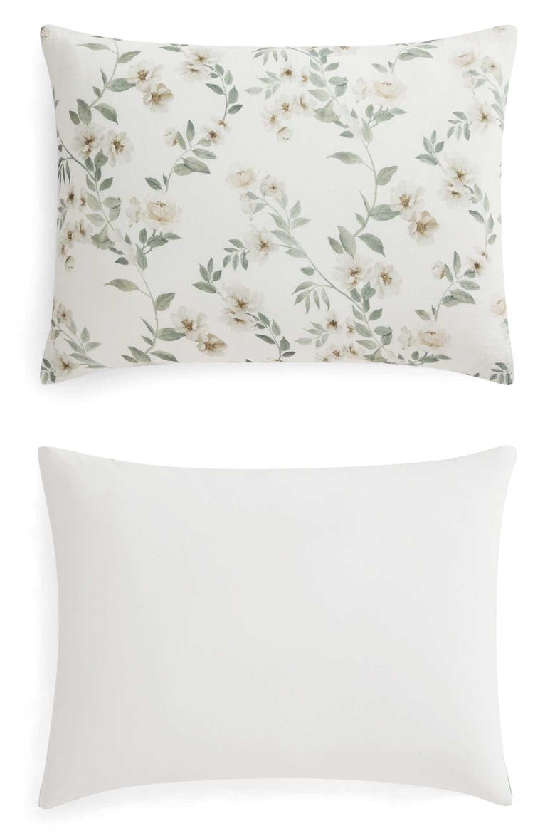 Hazel Floral Cotton Gauze Duvet Set, Alternate, color, ALDER