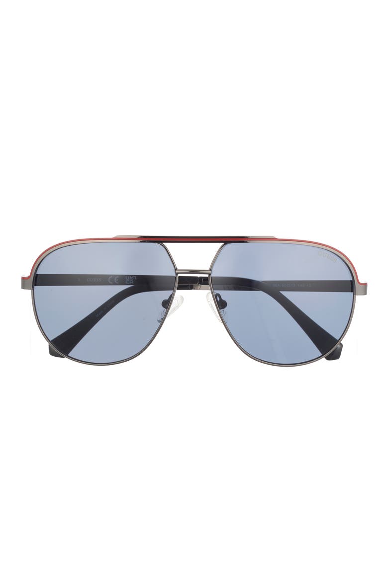 60mm Pilot Sunglasses, Main, color, DARK NICKEL TIN / SMOKE
