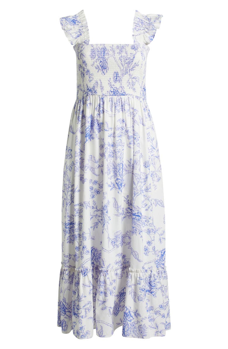 MELLODAY Floral Print Maxi Sundress, Alternate, color, Ivory/ Blue