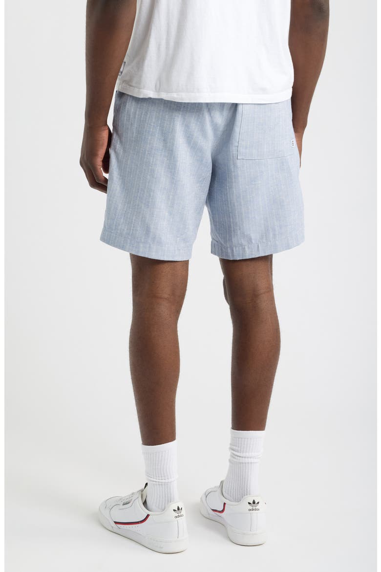 Kurt Stripe Cotton & Linen Shorts, Alternate, color, LIGHT BLUE