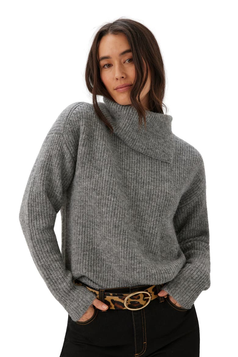 Split Neck Sweater, Alternate, color, GRAY