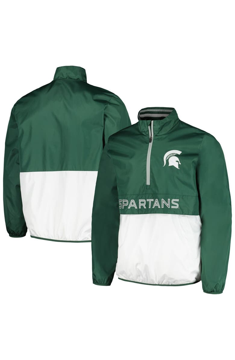 G-III SPORTS BY CARL BANKS Men's G-III Sports by Carl Banks Green Michigan State Spartans Cornerman Half-Zip Top, Main, color, Green
