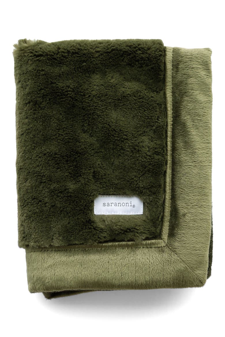 Lush Mini Faux Fur Receiving Blanket, Main, color, FERN