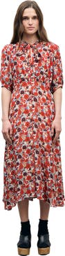 GERARD DAREL Coco Tie Neck Midi Dress