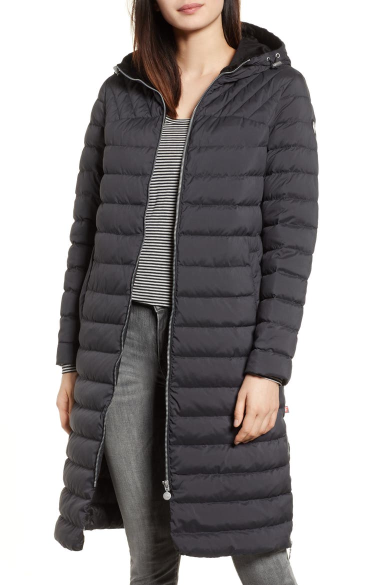 Bernardo Microtouch Pillow Down & Feather Fill Long Coat, Main, color, STORM