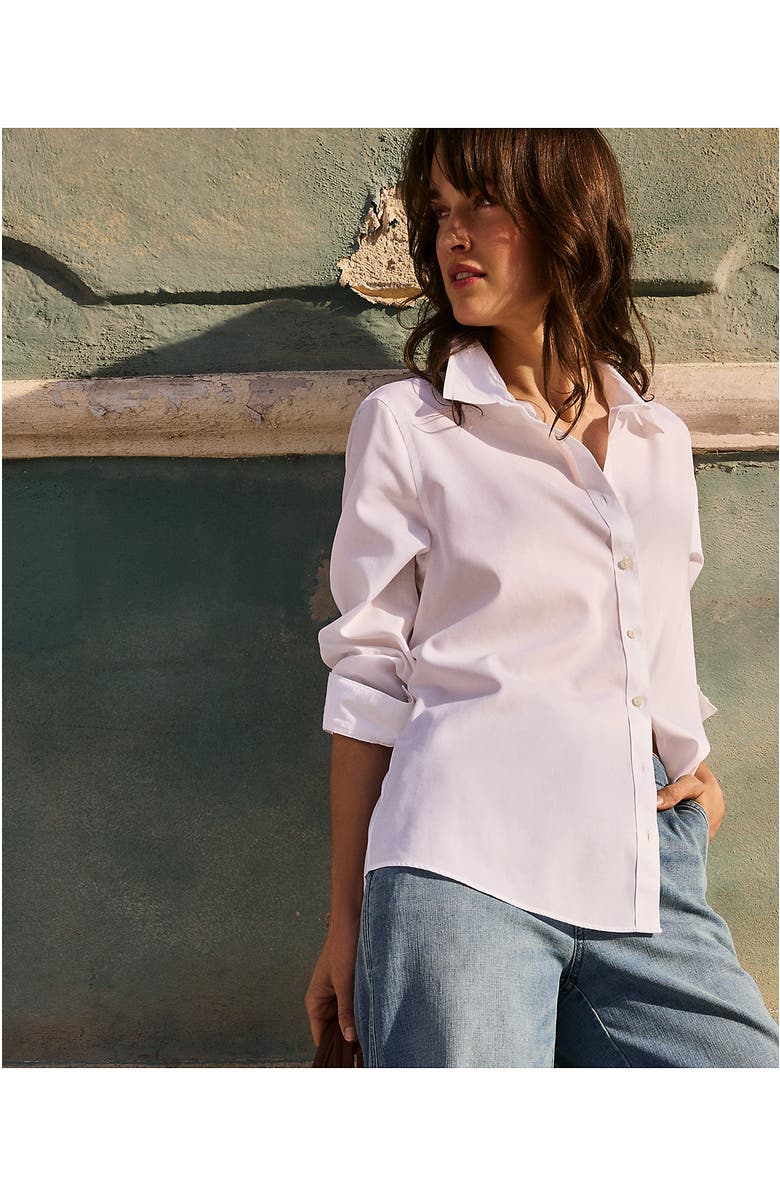 Lands' End No Iron Supima Cotton Long Sleeve Shirt, Alternate, color, White