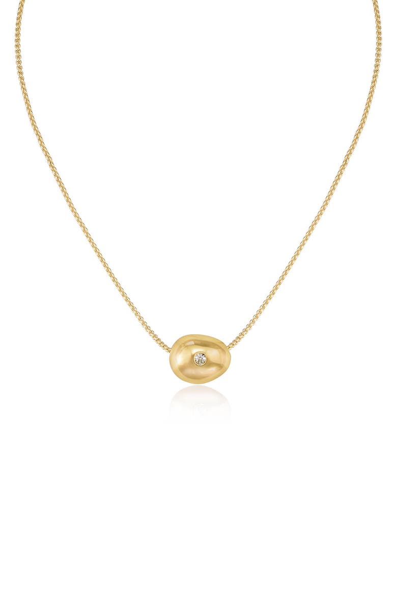Ettika Crystal Dot Pebble Pendant Necklace, Alternate, color, Gold