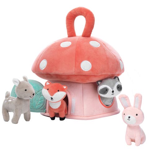 Interactive Plush Mushroom House with Stuffed Animal Toys