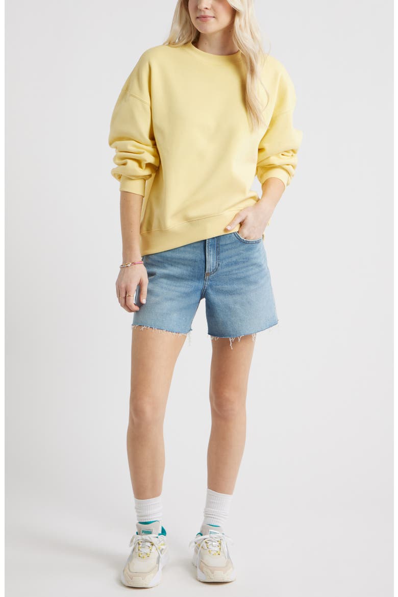 Relaxed Cotton Blend Sweatshirt, Alternate, color, YELLOW BEGONIA