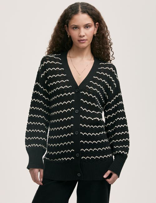 Finery London Alena V-neck Crochet Cardigan In Black
