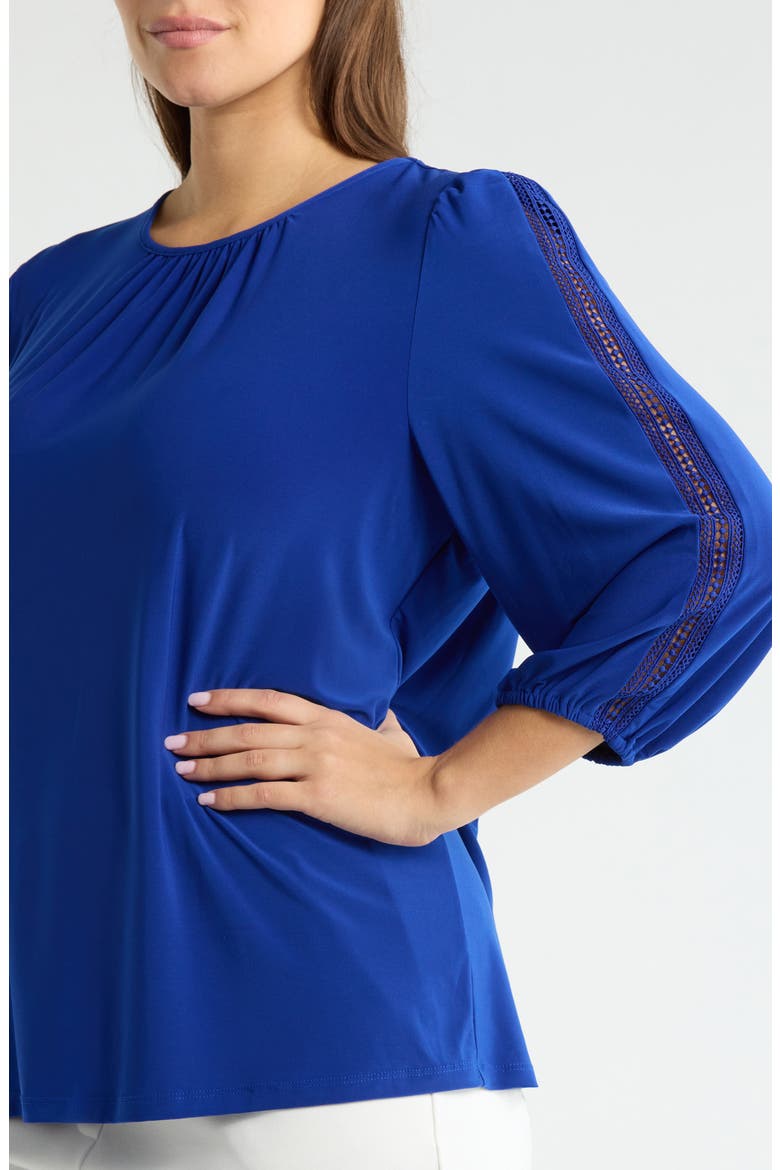 Lace Inset Sleeve Top, Alternate, color, ROYAL SIGNATURE