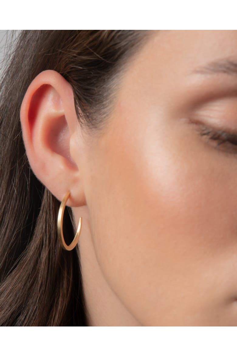 Crescent Moon Hoops. Handmade in Italy, Alternate, color, Gold Plated