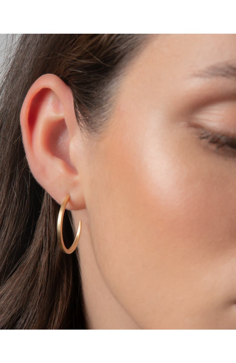 Eloise Jewelry Crescent Moon Hoops. Handmade in Italy, Alternate, color, Gold Plated