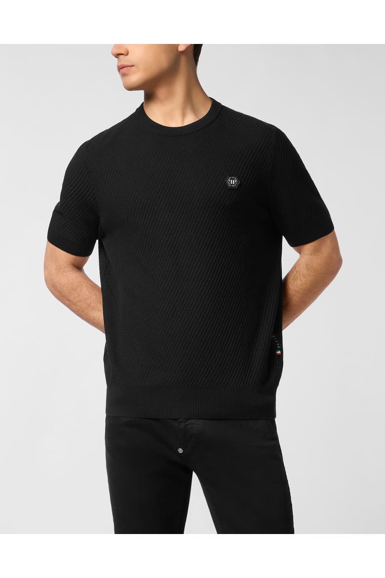 Pullover Round Neck Ss Men, Main, color, black