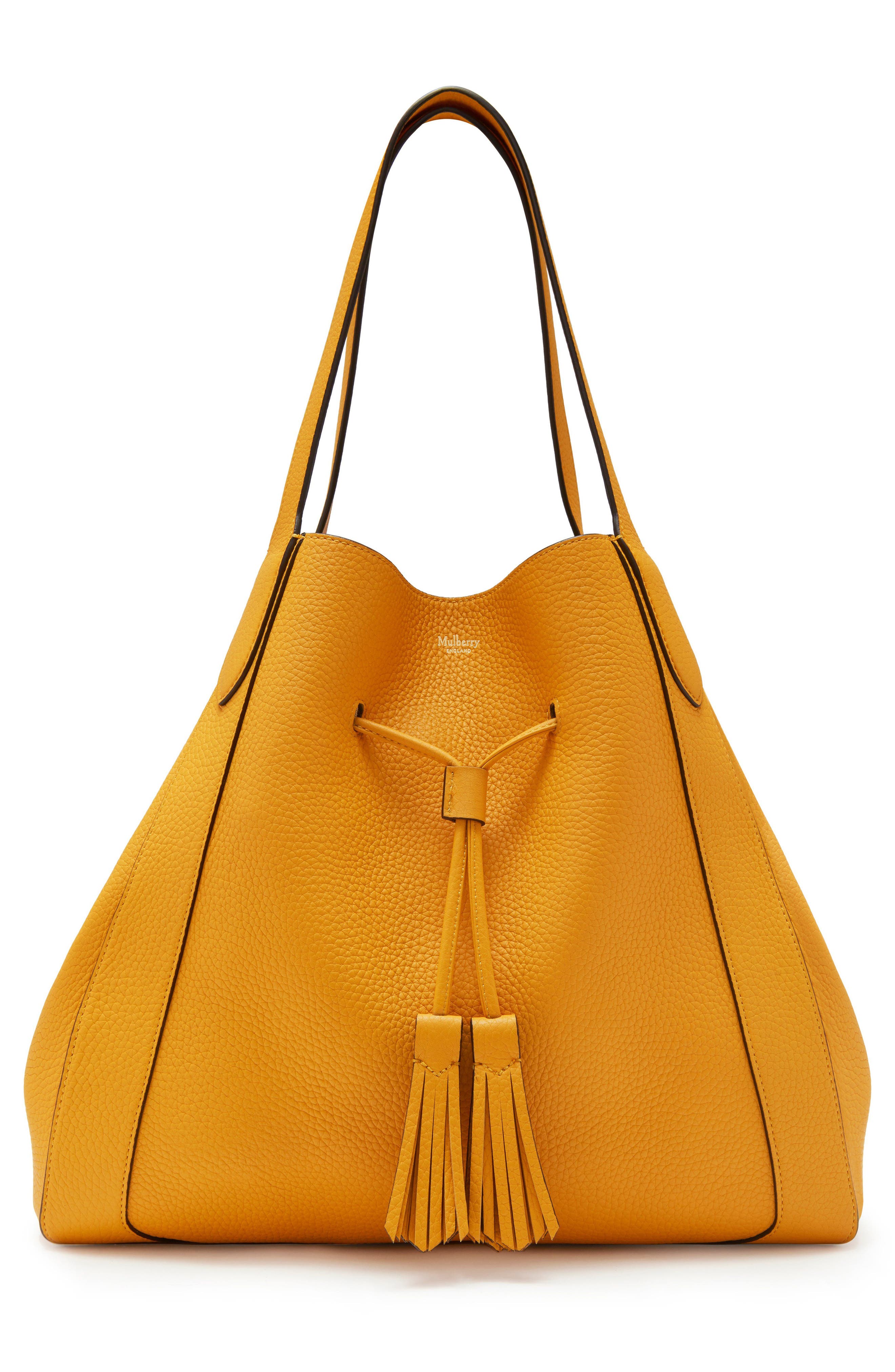 Millie Leather Tote, Main, color, DEEP AMBER