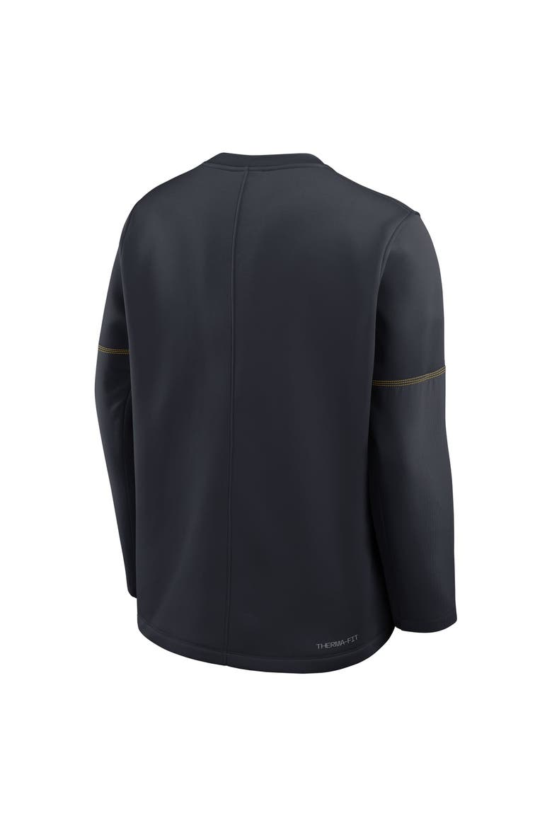 Men's Jordan Brand Navy Michigan Wolverines 2026 Sideline Coaches Therma-FIT Long Sleeve Top, Alternate, color, Navy