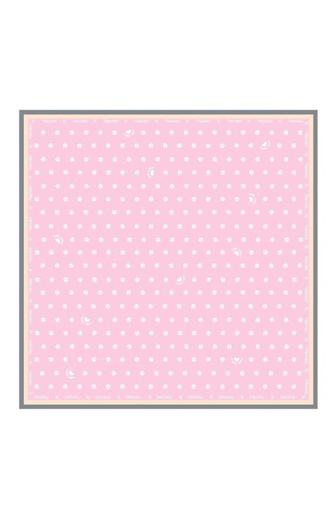 Pure Silk Paw Print Square Scarf