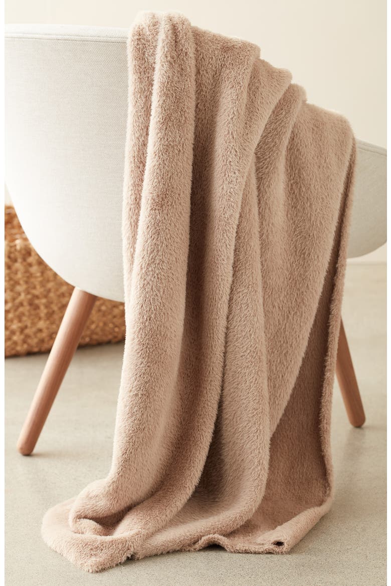 Nestle Faux Fur Throw Blanket, Alternate, color, TAN THREAD