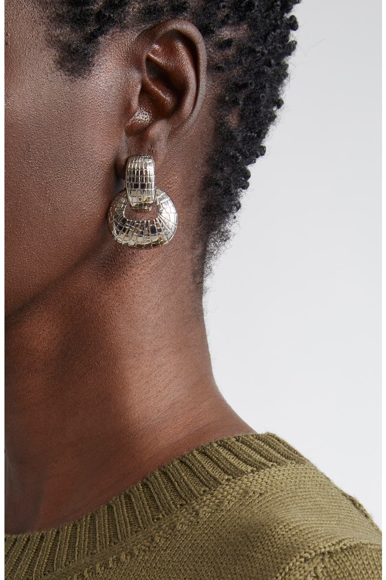 Mosaic Texture Drop Earrings, Alternate, color, SILVER
