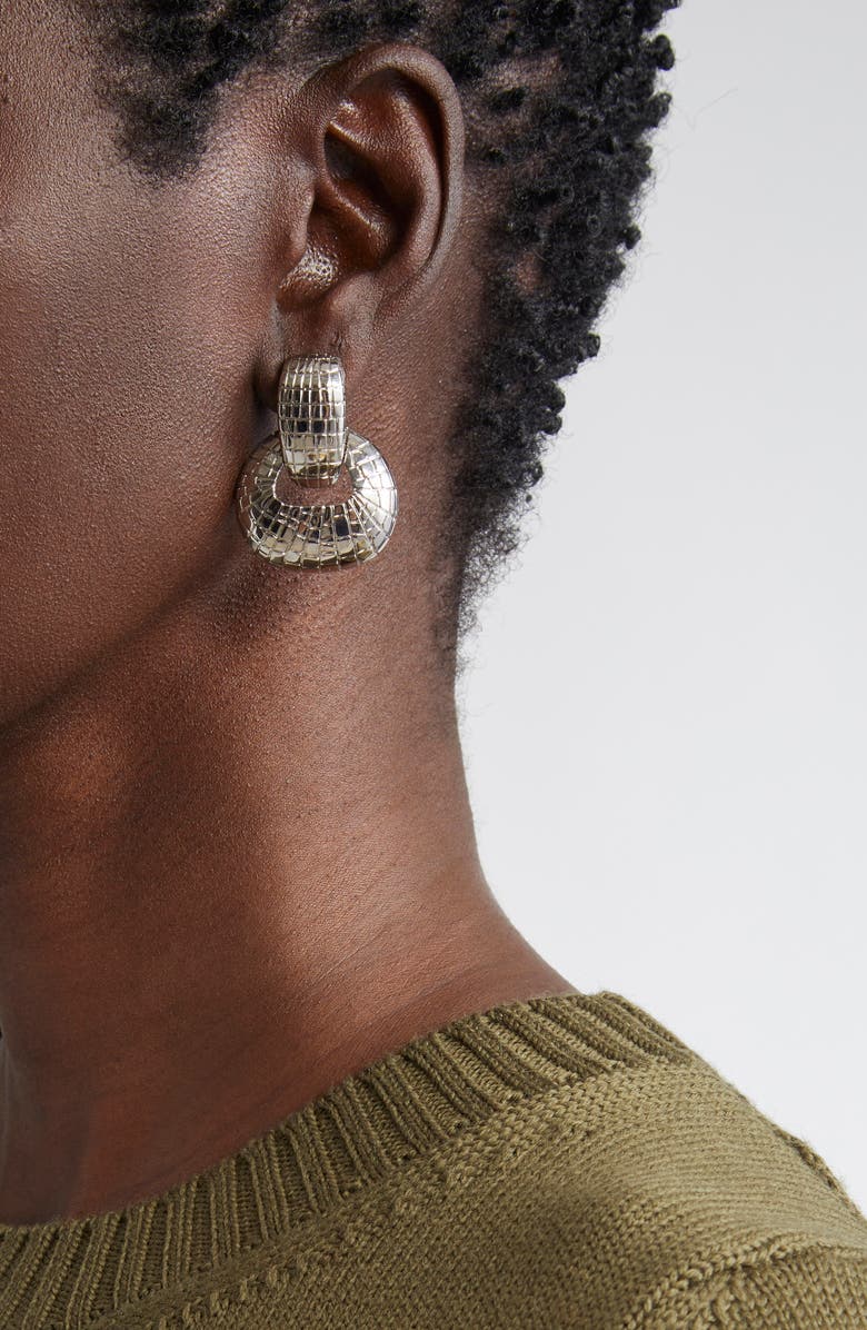 Oscar de la Renta Mosaic Texture Drop Earrings, Alternate, color, Silver