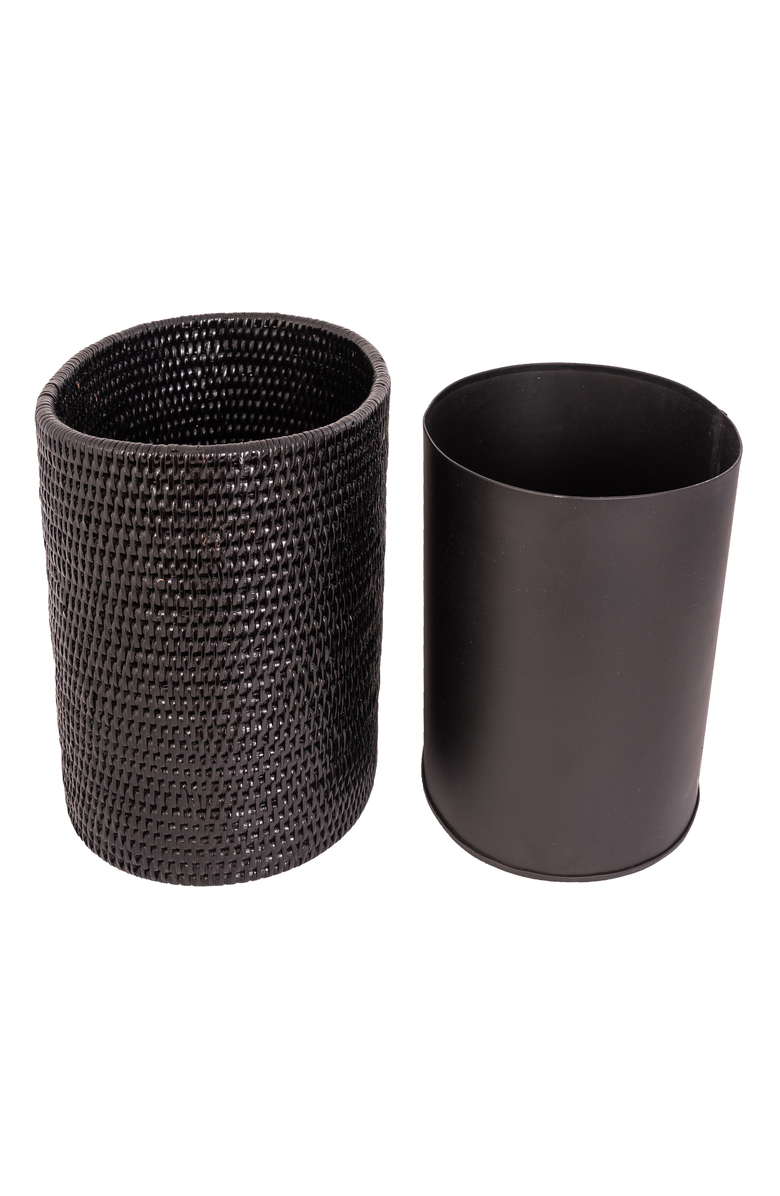 Artifacts Trading Company<sup>™</sup> Artifacts Rattan Oval Waste Basket with Metal Liner, Alternate, color, Tudor Black