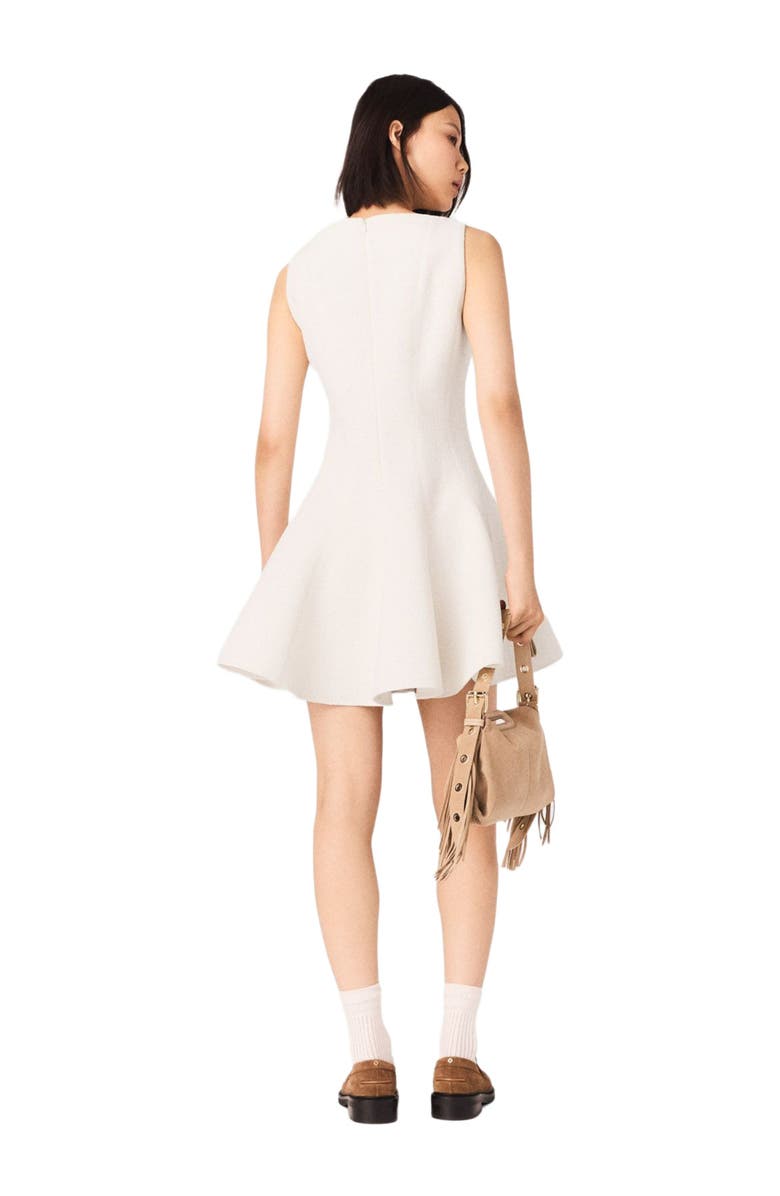 maje Short flared tweed dress, Alternate, color, Ecru