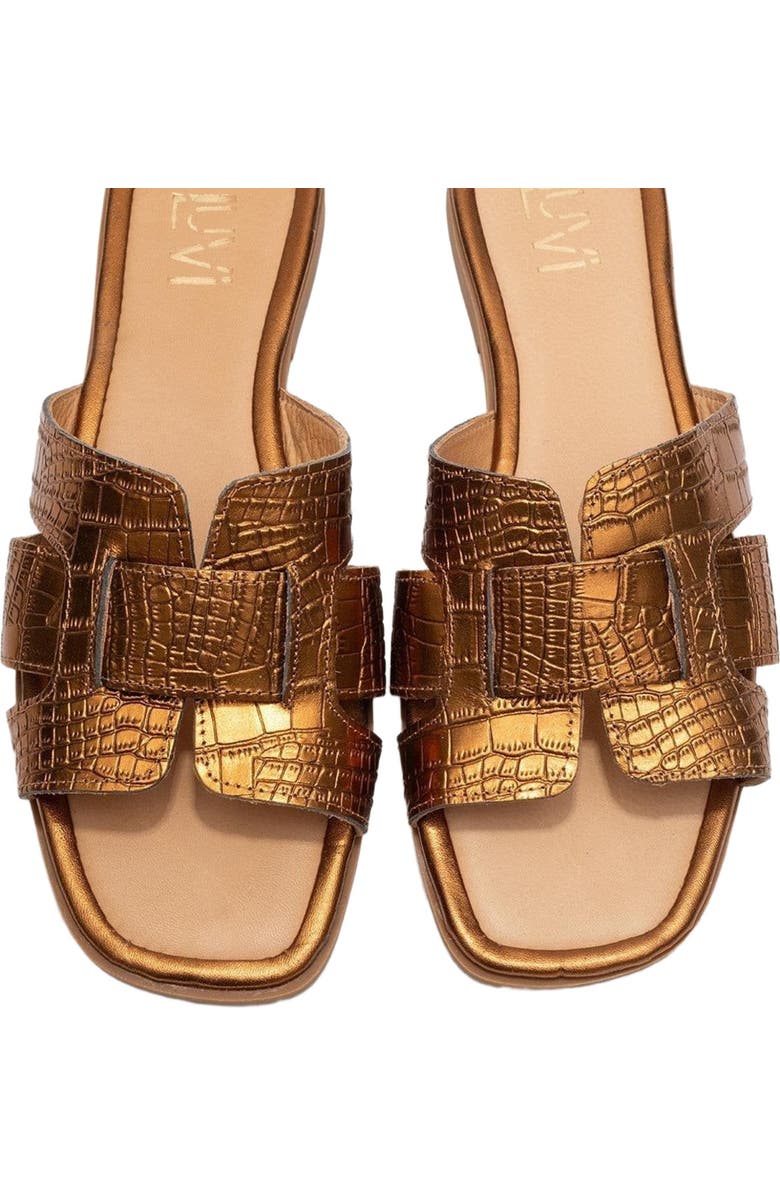 Forever & Always Shoes Notre Leather Slide Sandal, Alternate, color, Bronze Leather