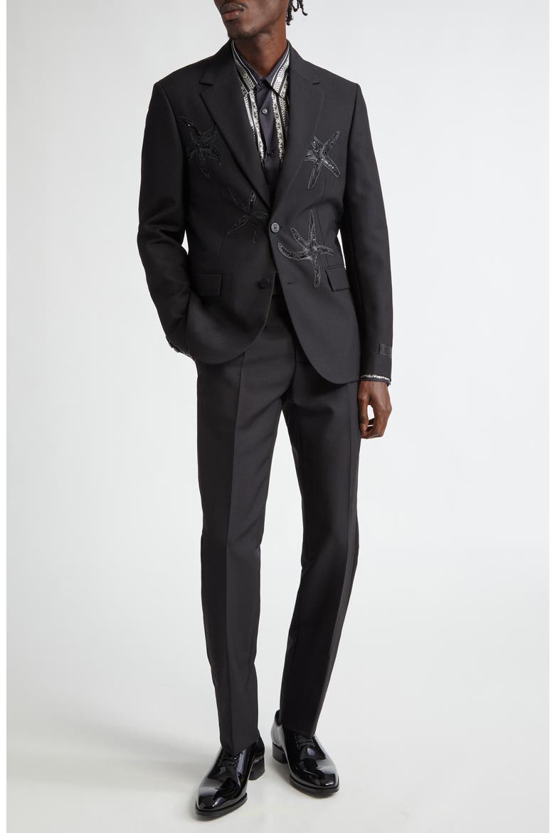 Pleated Wool & Mohair Dress Pants, Alternate, color, BLACK