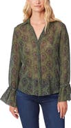 PAIGE Abriana Floral Print Long Sleeve Silk Shirt