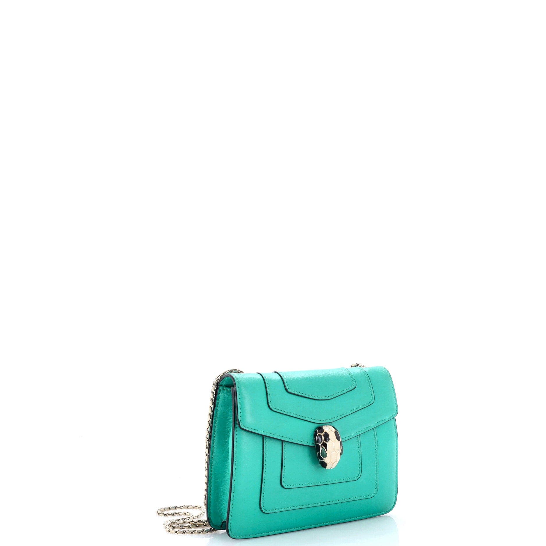 Serpenti Forever Square Shoulder Bag Leather Small, Alternate, color, Blue