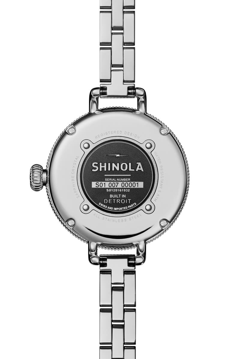Shinola Birdy Bracelet Watch, 34mm, Alternate, color, 