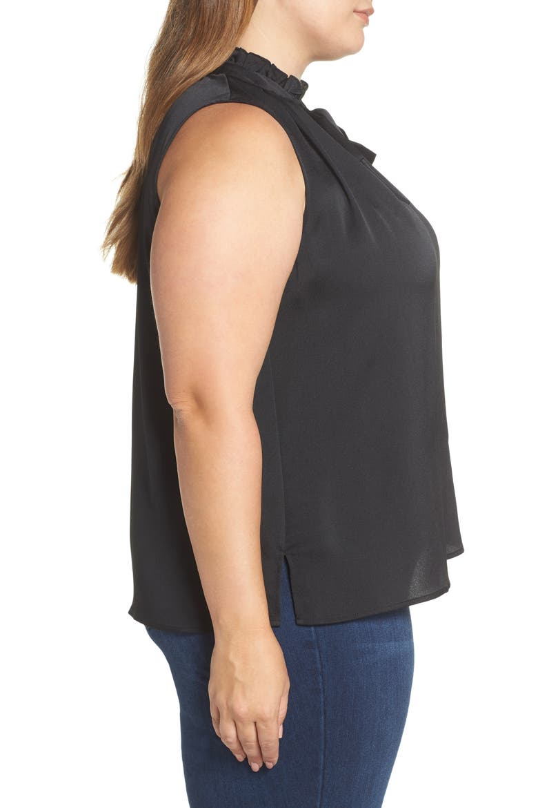 Ruffled Tie Neck Blouse, Alternate, color, RICH BLACK