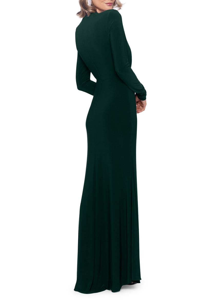 Ruffle Long Sleeve Sheath Gown, Alternate, color, FOREST