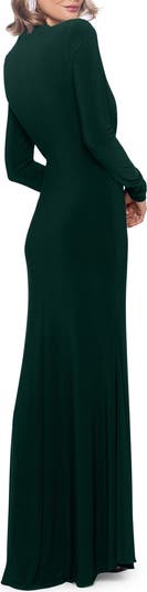 Ruffle Long Sleeve Sheath Gown