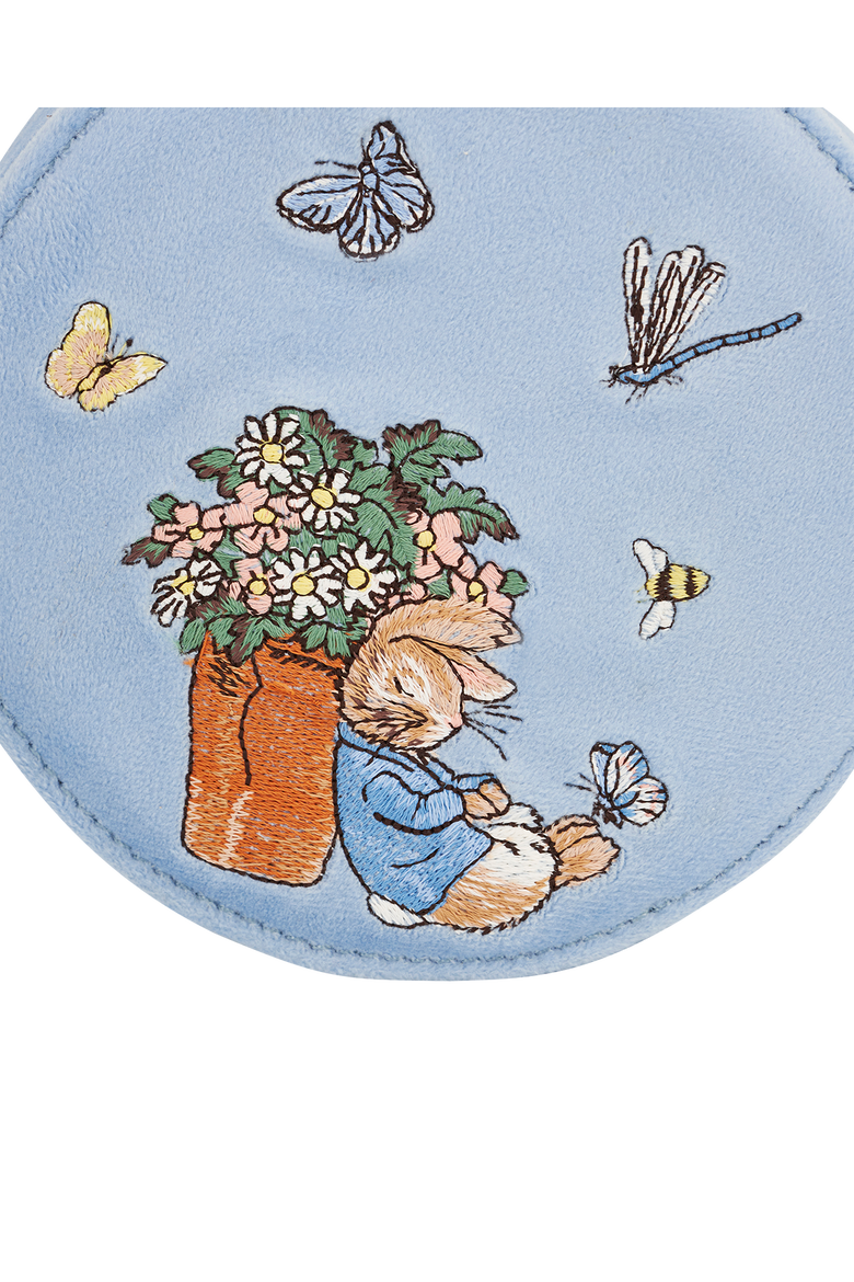 x Peter Rabbit Blue Velvet Embroidered Circle Jewellery Box, Alternate, color, Light Blue