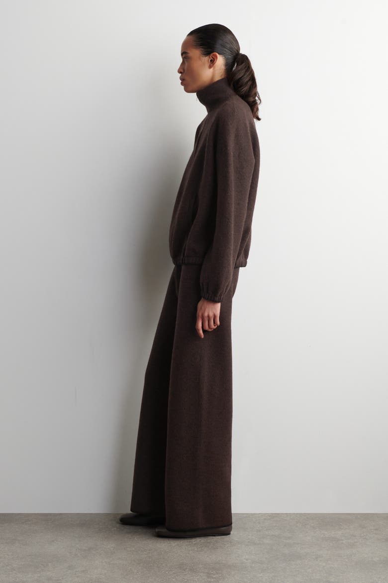 Boiled Merino Wool Wide-Leg Pants, Alternate, color, BROWN MÉLANGE