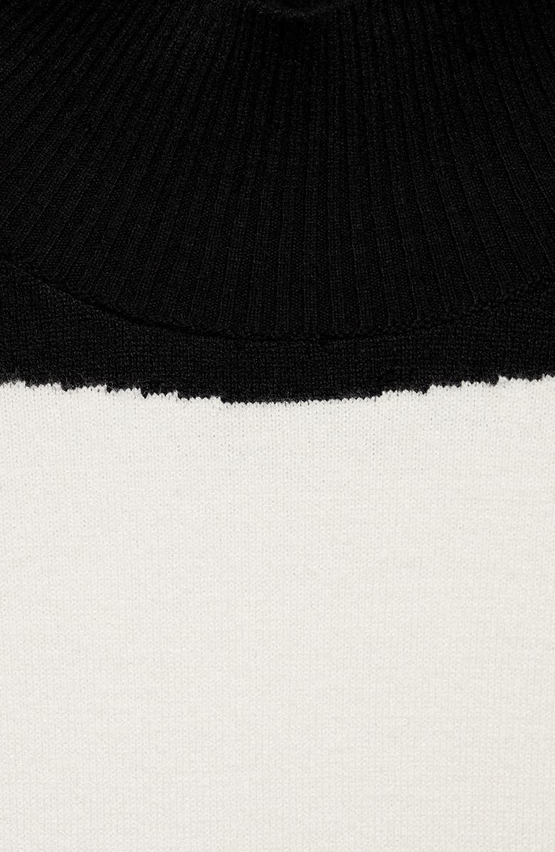 MANGO Perkins Stripe Long Sleeve Midi Dress, Alternate, color, Black