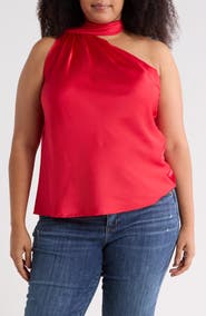 Renee C Scarf Detail One Shoulder Top