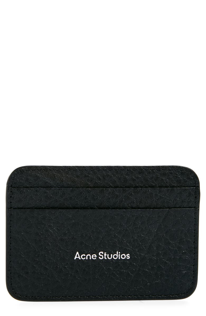 Acne Studios Grained Leather Card Holder, Main, color, Black