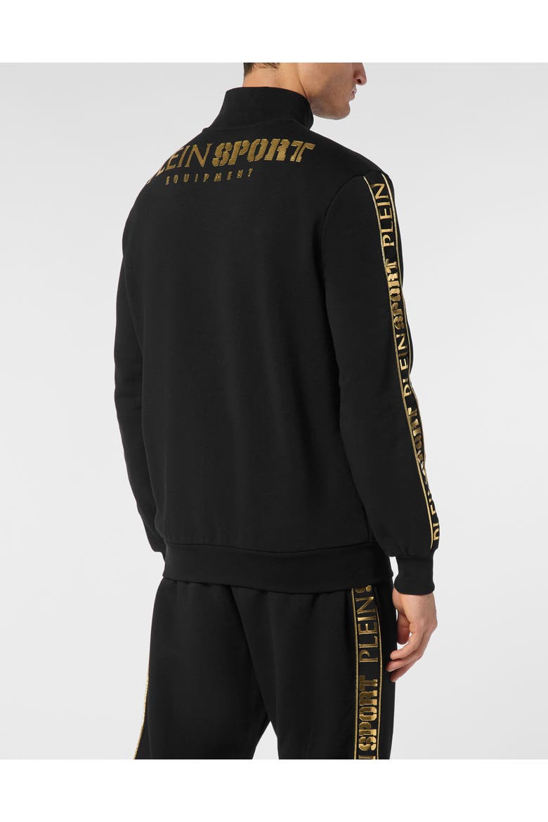 Tracksuit Sweatshirt Laminated Men, Alternate, color, black/lightgold