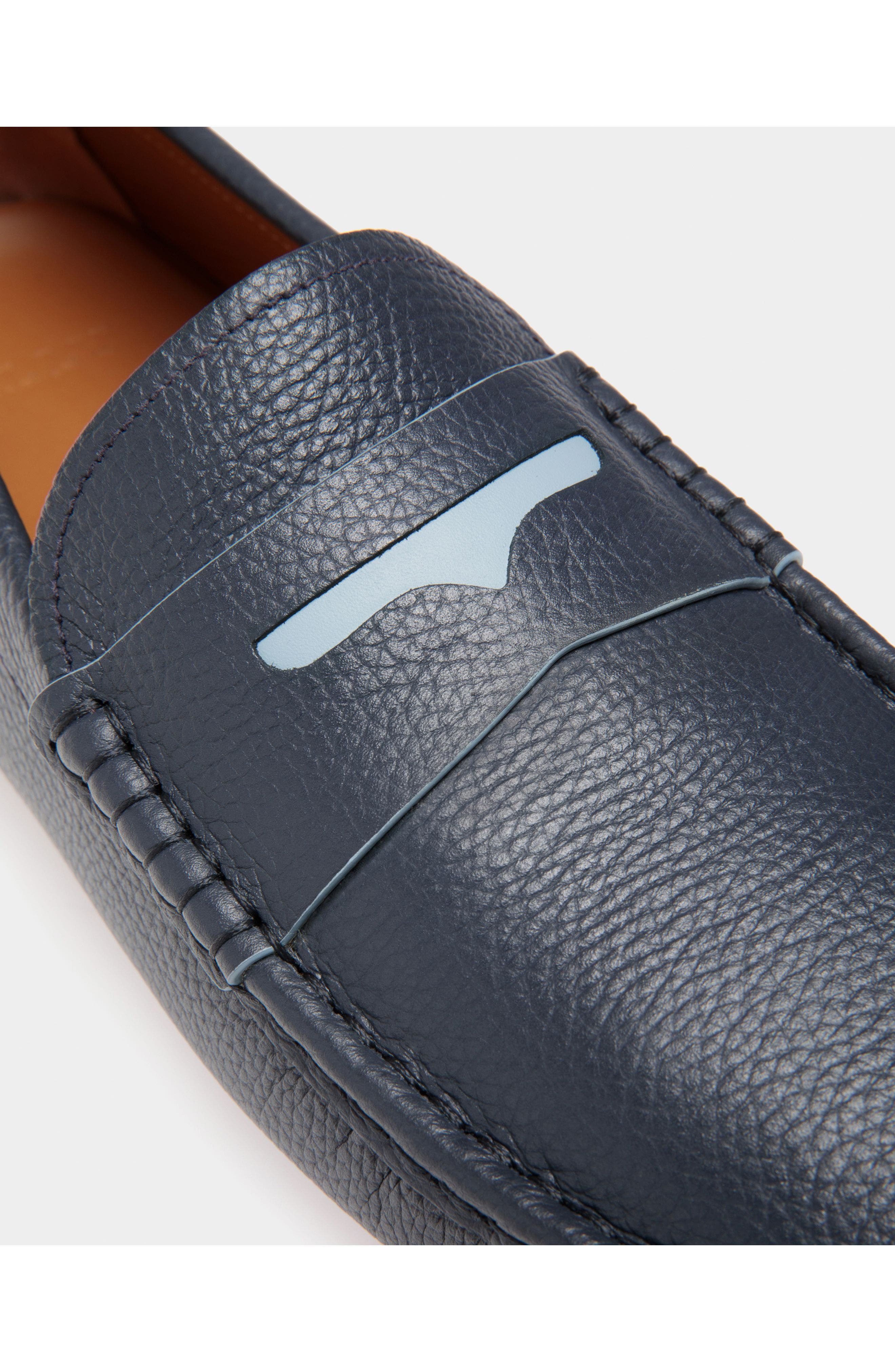 Bally Driver in Grained Leather, Alternate, color, Blue