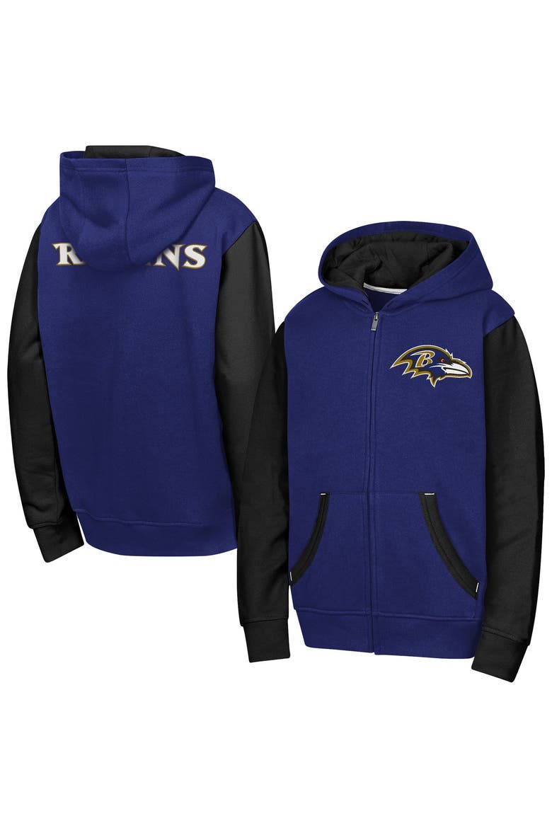 Youth Outerstuff Purple Baltimore Ravens Stadium Colorblock Full-Zip Hoodie, Main, color, Purple